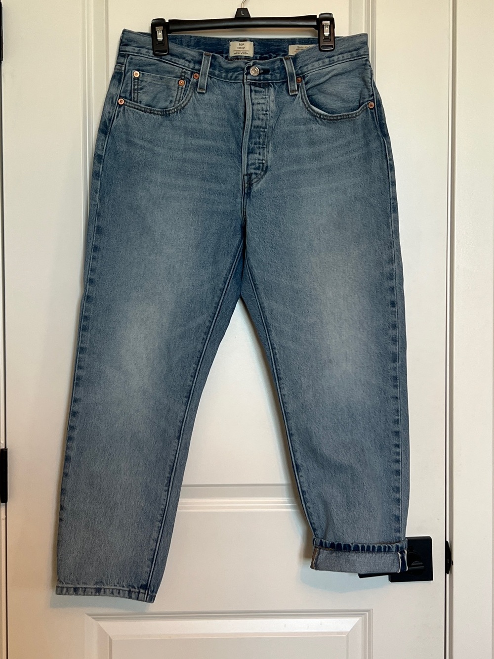 Levi's Light Blue 501 Crop Selvedge Jeans